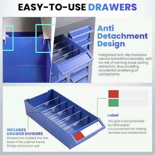 Metal 40-Drawer Parts Organizer, Garage Storage Cabinet with ABS Drawers, Heavy-Duty Alloy Steel Frame for Nuts, Bolts & Small Tools, Workshop & Home (40 Drawers) - size: 40 Drawers