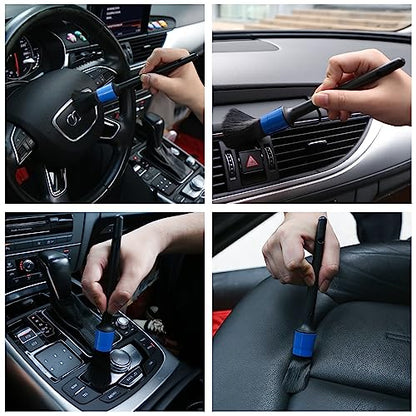 HMPLL 10pcs Detailing Brush Set, Blue | Multi-Purpose Car Detailing Brushes for Cleaning Car Interior, Exterior, Engine, Leather - color: blue