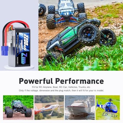 Zeee 3S Shorty Lipo 2200mAh 11.1V Battery 50C Small Pack Battery with EC3 Plug for RC Car Truck RC Vehicles Boat Drone RC Airplane Quadcopter Helicopter FPV Racing Hobby Models(2 Pack)