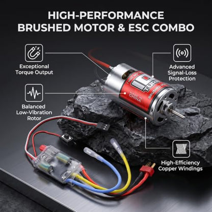 Generic 10T Brushed Motor Combo, 550 Brushed Motor with 60A ESC T Plug for 1/10 RC Crawler Car Axial SCX10 D90 Truck