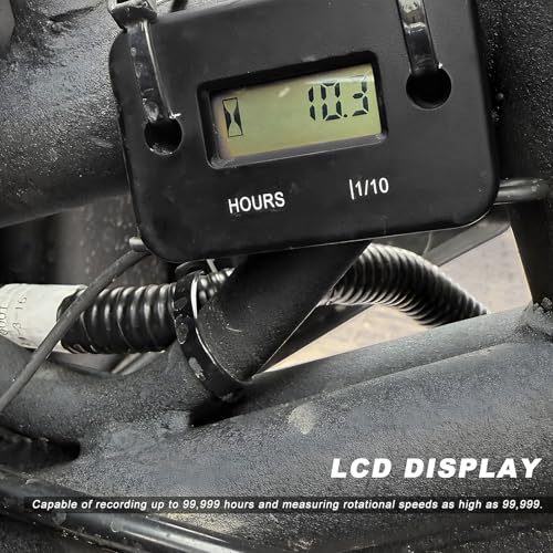 2 PCS Inductive Hour Meter, 3V Waterproof Gas Engine Tachometer Generator Hr Meters, Universal Small Engine Induction Hourmeter for Motorcycles ATVs Boats Dirt Bikes (Black) - color: Black