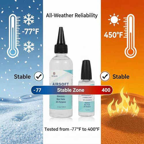 Nicalas 100% Silicone Airsoft Oil Lubricant 4.4 oz Combo Pack (3.4 oz Bottle + 1 oz Needle Oiler) Chamber Lube for Air Guns, Air Rifles & Pistols for O-Rings, Gears, Valves & More