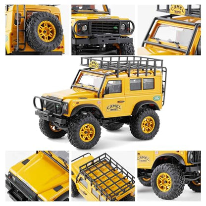 BEEZRC FMS 1/24 RC Crawler RTR FCX24M Land Rover Family Camel Trophy Edition Licensed RC Model 4WD RC Rock Truck 2.4Ghz Hobby Grade RC Car Model Mini Off Road Vehicle with Battery (Defender 90) - color: Defender 90