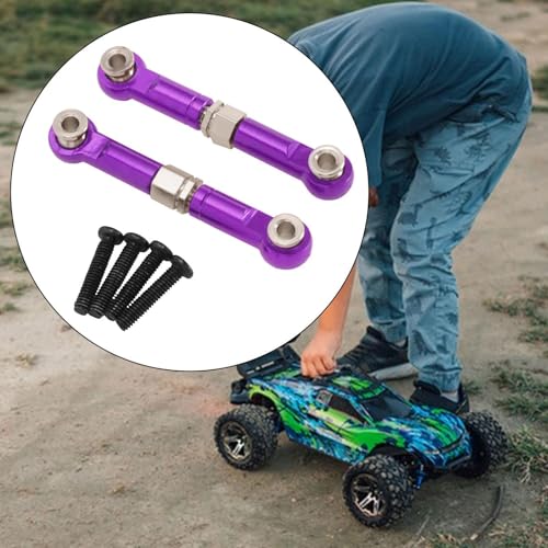 2X 1/14 RC Steering Linkage Aluminum Alloy Adjustable Tie Rods for 14211 Model RC Hobby Car Parts- Violet - color: Violet