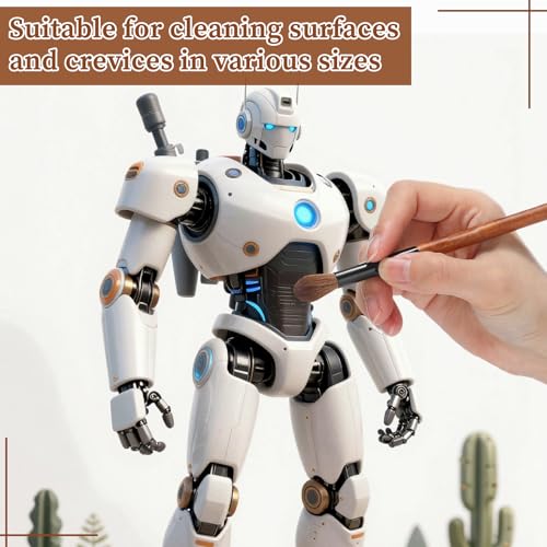 Singhoow 14 Pcs Dust Brush Model Cleaning Brushes Kit with Storage Bag Soft Dusting Brush Wooden Handle for Models Figures Statues Collectibles Craft