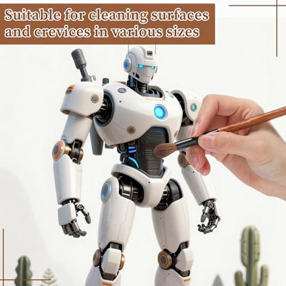 Singhoow 14 Pcs Dust Brush Model Cleaning Brushes Kit with Storage Bag Soft Dusting Brush Wooden Handle for Models Figures Statues Collectibles Craft