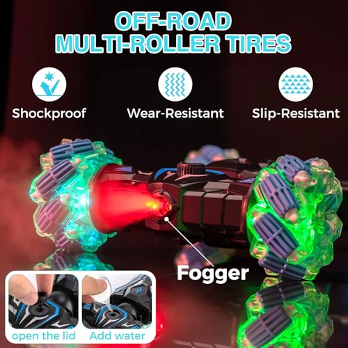 Gesture Sensing RC Stunt Car, Remote Control Car Toys for Boys 6-8-12, 360° Rotating 4WD Twist Cars with Light Music & Spray, Birthday Xmas Gifts for Kids Age 6 7 8 9 10 11 12, 2.4Ghz Hand Controlled