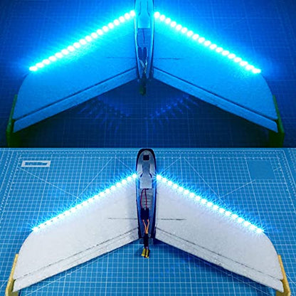 LED Light Strip for RC Fixed Wing Airplane Flying Wing Plane AR Wing Drone Model Car Truck (Ice Blue) - color: Ice Blue