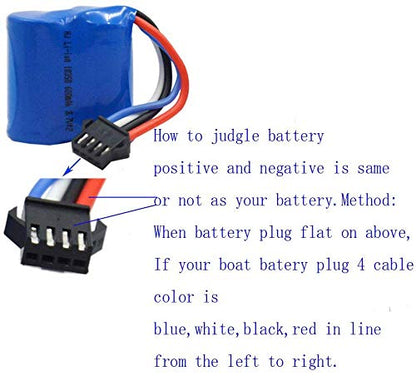 Blomiky 2 Pack 7.4V 600mAh Li-ion Battery with SM-4P Plug for Old Version UDI008 UD08 UDI001 Venom Speed RC Boat UDI001 Battery 2