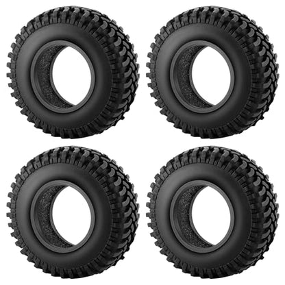 RC Tires 1.9inch 4Pcs RC Rubber Wheel Tyre 100mm | With Foam Insert, For 1/10 Axial SCX10 TRX4 D90, RC Crawler Car