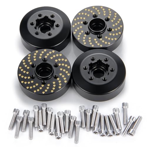 4PCS Brass Wheel Weights 1/10 Brass Wheel Hex Hub Adapter 9mm Extended Wheel Counterweight for 1.9in Beadlock Wheel Rim 1/10 Wraith 90053 90048 RBX10 Hammer Rey 4WD RC Car Upgrades
