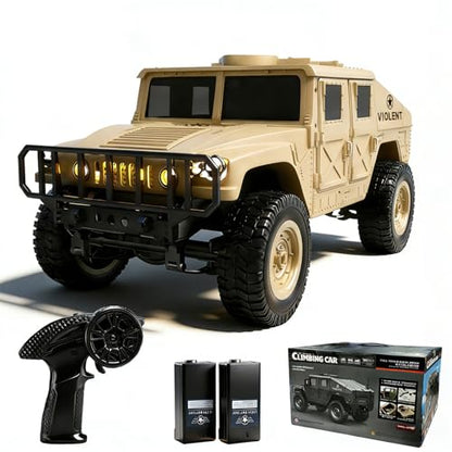 2.4GHz All Terrain RC Military Truck 4WD Remote Control Car Off Road Waterproof with Headlights, Turn Signal Lights and Rechargeable Batteries Vehicle Toy Gifts for Adults Kids Age 8+ (Yellow) - color: Yellow