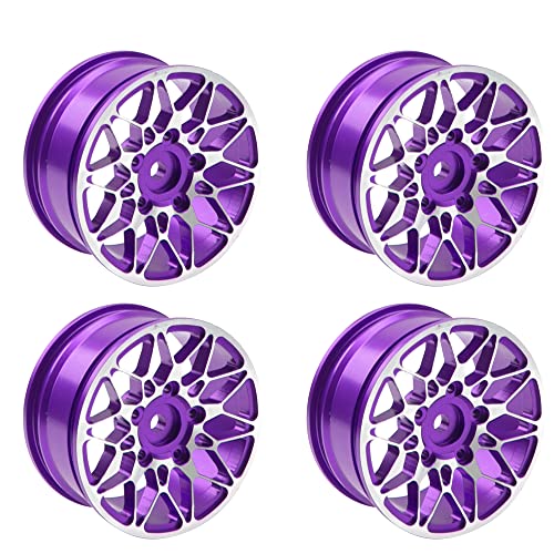 ShareGoo Metal Wheel Rims RC 12mm Hex Hubs 1/10 RC Drift On-Road Racing Touring Wheel Rim Compatible with HSP Tamiya Kyosho RedCat Sakura WLtoys Universal 1/10 RC Scales (Purple) - color: Purple