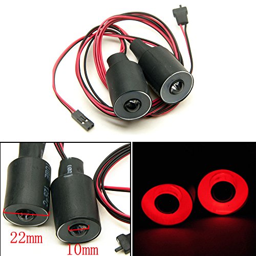 QUE-T 2Leds Angel Eyes & Demon Eyes LED Headlight Back Light for 1/10 RC Model Crawler Cars (Red + White, 22MM) - color: Red + White, size: 22MM
