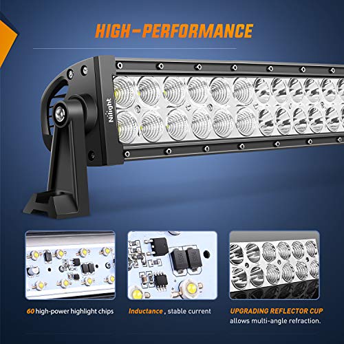 Nilight LED Light Bar 32Inch 180W Spot Flood Combo Led Off Road Lights 12V 5Pin Rocker Switch LED Light Bar Wiring Harness Kit, 2 Years Warranty (ZH079), Clear,White - size: 32Inch 180W Light Bar +Wiring Harness