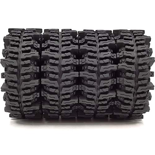 120mm Tall 1.9 Mud Slingers Tires T8 Soft Sticky Tyres & 1.9 Beadlock Wheels Rims Black Blue For RC 1/10 Rock Crawler SCX10 TRX4 Gen8, (4-Pack, HS700601) - color: Black & Blue