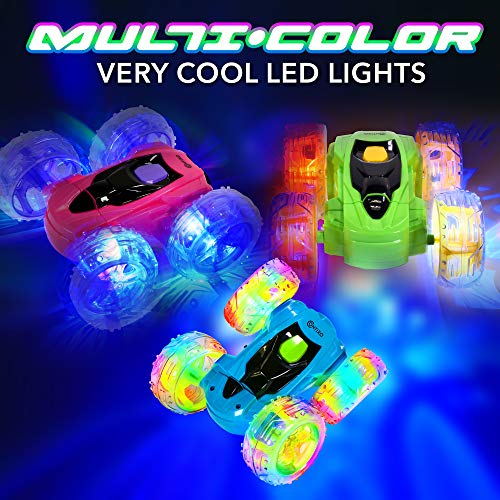 Contixo SC3 RC Stunt Car, Pink 2.4GHz 4WD Double-Sided 360° Rotating flip Racer Remote Control Toy Cars with LED Lights for Kids Girls Boys Age 4-12 Birthday Gift - color: Pink
