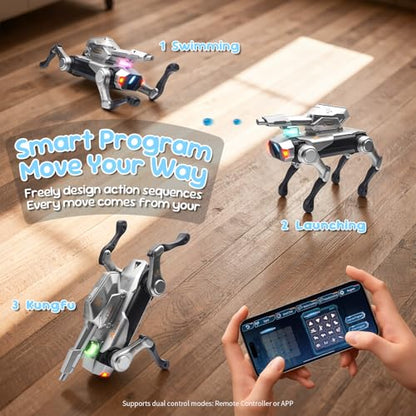 Smart Robot Dog,Interactive STEM Pet Toys with Blaster oice & Remote Control, App Programming,Lifelike Actions,Bionic Walking,Programmable Play Birthday Gifts for Boys Girls - style: Shoot Robot Dog