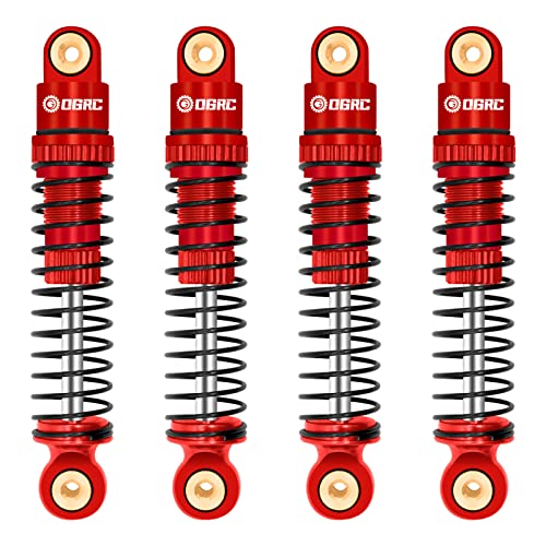 OGRC Shocks Absorber Oil Threaded Damper Aluminum Front & Rear Shocks for Axial SCX24 C10 JLU Deadbolt Gladiator Bronco Upgrade Parts (Red) - color: Red