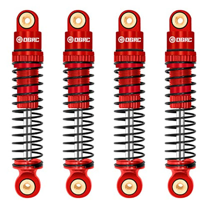 OGRC Shocks Absorber Oil Threaded Damper Aluminum Front & Rear Shocks for Axial SCX24 C10 JLU Deadbolt Gladiator Bronco Upgrade Parts (Red) - color: Red