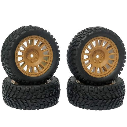 4PCS 75mm Rubber Tyres Tires with Foam Inserts and Plastic Wheel Rims 12mm Hex for 1/10 On-Road RC Drift Touring Car 1/14 1/16 1/18 Rally Car(Brown) - color: Brown