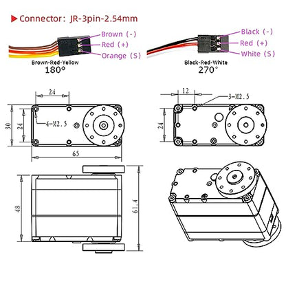 RDS51150 150KG Servo Digital Metal Robotic Servo 180 Degree High Torque Full Metal Gear Double-Shaft Waterproof IP66 for Car Robot DIY Projects - size: 150KG 180°
