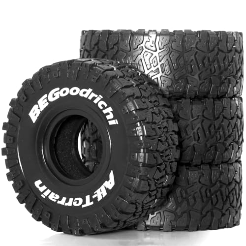 REDSPIDER 1.9'' Crawler Mud Tires for 1/10 RC Rock Crawler, Soft Sticky Rubber Off Road Tires, Compatible with SCX10 SCX10 II AX10 TRX4, High Traction for Rock Sand Mud Terrain