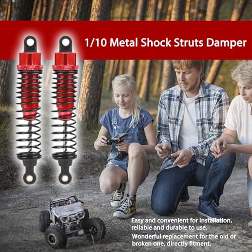 Shock Struts Damper, 2 Pcs Front Rear Shocks Damping Metal RC Car Upgrades Part Absorbers Oil Damper for 1/10 Flat RC Racing Car (100MM) - size: 100MM