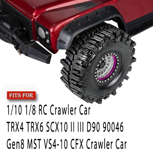 RC 2.2" Beadlock Wheel and Tires Set for 1/8 1/10 TRX4 TRX6 SCX10 II III D90 90046 Gen8 MST VS4-10 CFX Crawler Car,(4PCS) RC Wheels Rims&2.2 Beadlock Wheel Tires,Silver - color: Silver (2.2 Tires Wheels)