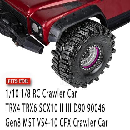 RC 2.2" Beadlock Wheel and Tires Set for 1/8 1/10 TRX4 TRX6 SCX10 II III D90 90046 Gen8 MST VS4-10 CFX Crawler Car,(4PCS) RC Wheels Rims&2.2 Beadlock Wheel Tires,Silver - color: Silver (2.2 Tires Wheels)