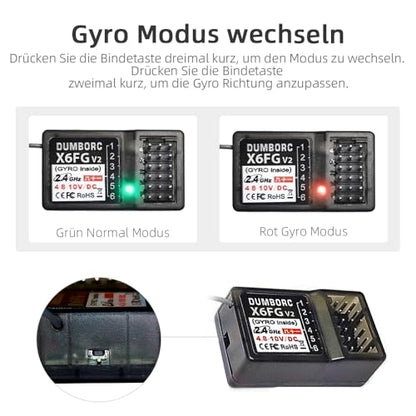 ATA HOBBY DUMBORC X6 & 3 X6FG Receivers Set Built-in Gyro with Fail-Safe & Low Voltage Alarm Function for Rc Vehicle Car Boat Tank Model Parts Remote Controller