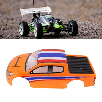1/10 Scale RC Car Body Shell, Painted Polycarbonate Truck Body Flag Pattern for 26cm Wheelbase RC Cars Trucks (Orange) - color: Orange