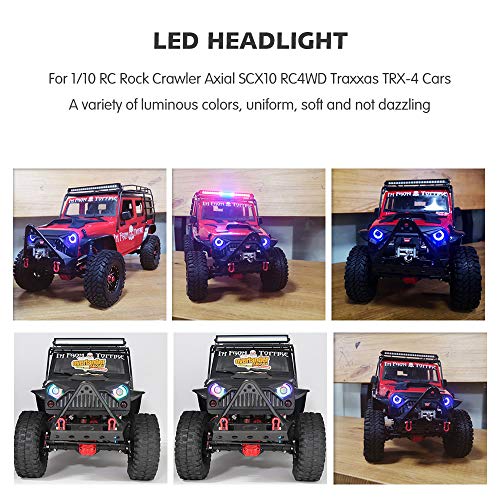 GLOBACT OGRC RC LED Light Kit Headlights Angel Eyes with 12 Modes for Traxxas TRX-4 Axial SCX10 RC4WD 1/10 RC Rock Crawler Car Accessories | 5-8V, IP67 Waterproof Headlights 12 modes for Traxxas Axial Redcat RC4WD 1/10 Crawler Body Accessories
