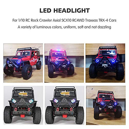 GLOBACT OGRC RC LED Light Kit Headlights Angel Eyes with 12 Modes for Traxxas TRX-4 Axial SCX10 RC4WD 1/10 RC Rock Crawler Car Accessories | 5-8V, IP67 Waterproof Headlights 12 modes for Traxxas Axial Redcat RC4WD 1/10 Crawler Body Accessories