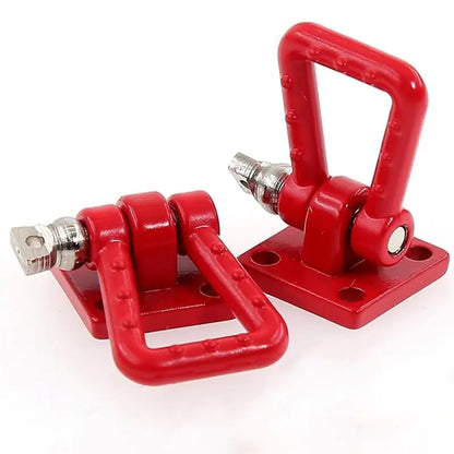 2 Sets Metal Climbing RC Trailer Tow Hook Decorations Accessories for 1/10 Crawler Car Axial SCX10 D90 D110 TRX4 TRX6 Redcat Upgrades Parts(Red) - size: CC01abR