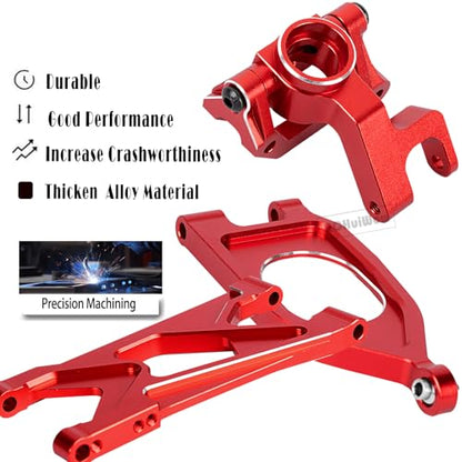RC Upgrades Part for 1/10 Gorgon 2WD RTR Brushed Monster Truck(ARA3230T1),Aluminium Alloy Suspension Arms & Caster Block C Hub & Steering Blocks & Rear Stub Axle Carriers,Red - color: Red(1set)