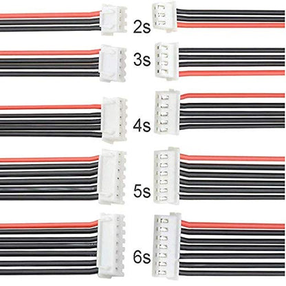 10pcs JST-XH 2S 3S 4S 5S 6S 2S-6S Balance Lead Extension Cable Male to Female Lipo Adapter Plug with 5.9inch 22AWG Silicone Wire (2pcs Each)