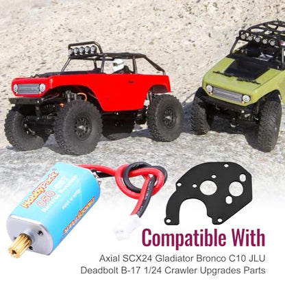 HobbyPark High Torque 050 55T Brushed Motor with Motor Mount & Pinion for Axial SCX24 Gladiator Bronco C10 JLU Deadbolt B-17 1/24 Crawler Upgrades Parts