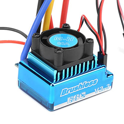 80A Brushless ESC Electric Speed Controller, Waterproof Brushless ESC for 1/10 1/12 RC Car and Boat, Sensorless Compatible with Cooling Fan Removal for Underwater Use