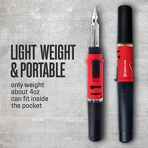 Berkling BSG-568 Cordless Butane Soldering Iron Kit, 5 Tips & Solder Wire | 3-in-1: Soldering Iron, Heat Gun & Torch, Self-Igniting, Adjustable Flame, 90-Min Runtime, Case, Wrench & Sponge Included