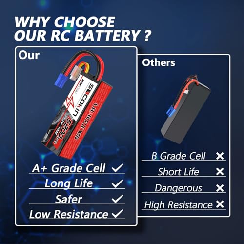 3S 5200mAh Lipo Battery 11.1V EC5 Connector Lipo Battery for RC Car Losi RC Truck RC Boat RC Model 120C Hard Case