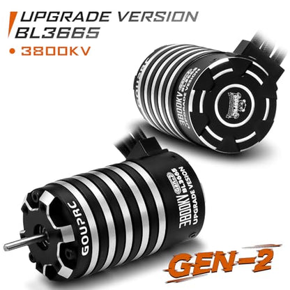 GOUPRC BL3665 3800KV Brushless Motor Shaft 3.175mm Diameter with Upgrade Gen-2 60A Brushless ESC Electric Speed Controller Combo Set for 1/10 1/12 RC Car Truck - color: Orange 60a & 3800kv