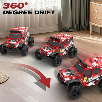 1:32 High Speed 20 KM/H Monster Remote rc Car with LED Light Rechargeable Battery, Remote Drifting rc Car Rotate 360° - Boys Toys Suitable for Birthday Back-to-School Season - color: Rc Monster Car-red
