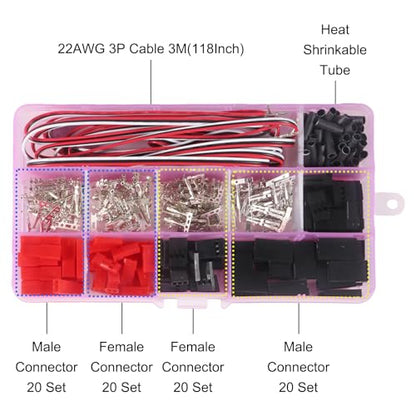 JST Servo Connector Kit 40 Sets Servo Plug Male Female Connector Crimp Pin Cable Kit Compatible JST SYP Futaba for Hitec Spektrum RC