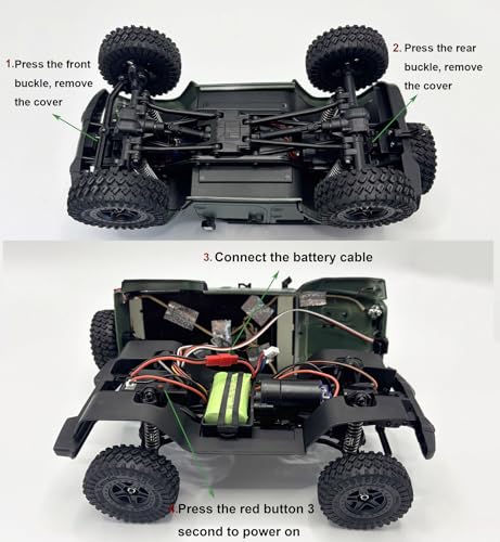 WPLDEWAN 1/18 RC Crawler RC Jeep Remote Control Truck Off Road | RC Rock Crawler 4x4 RTR All Terrain 370 Brushed Motor 2.4GHz Full Proportional 3 Range Speed Hobby Model Adult