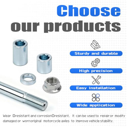 Mokuo 12mm 245mm Front Rear Axle with Bushing 5mm 20mm 30mm Fit for Pit Dirt Bike Moped Scooter QUAD ATV Mini Bike Parts - size: 12-245