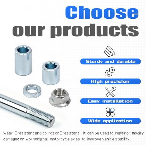 Mokuo 12mm 230mm Front Rear Axle with Bushing 5mm 20mm 30mm Fit for Pit Dirt Bike Moped Scooter QUAD ATV Mini Bike Parts - size: 12-230