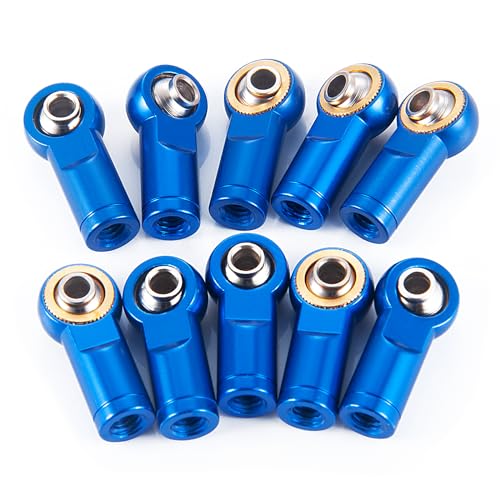 QUE-T 10Pcs Metal Left-Hand Thread Link Rod End M4 Ball Joint Head for RC Crawler Car Boat (Blue) - color: Blue