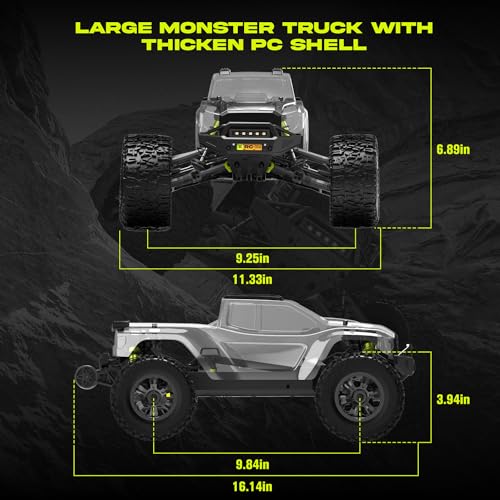 CROBOLL Mini 1:10 Carbon Fiber RC Truck Roller, Hobby Grade RC Car Chassis | Central Differential Transmission Structure, All Terrain RC Monster Truck Supporting, Chrome Steel Helical Gear
