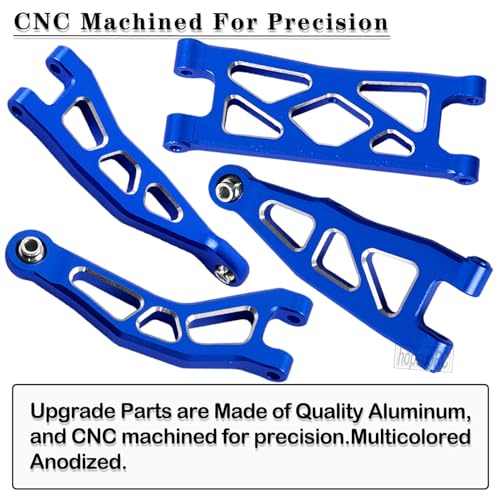 Aluminum Front Rear A Arms Upgrades Part for 1/18 Granite Grom Mega 380 Brushed 4x4 Monster Truck RTR,Alloy Front Rear Suspension A Arms Hops Up,8PCS,Navy Blue - color: Blue(8pcs)